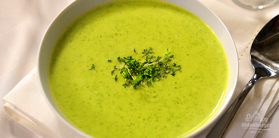 Courgette Cream Soup with Garden Cress