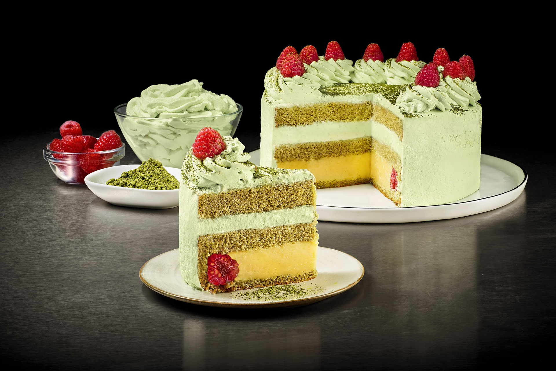 Matcha Cake with Yuzu Curd