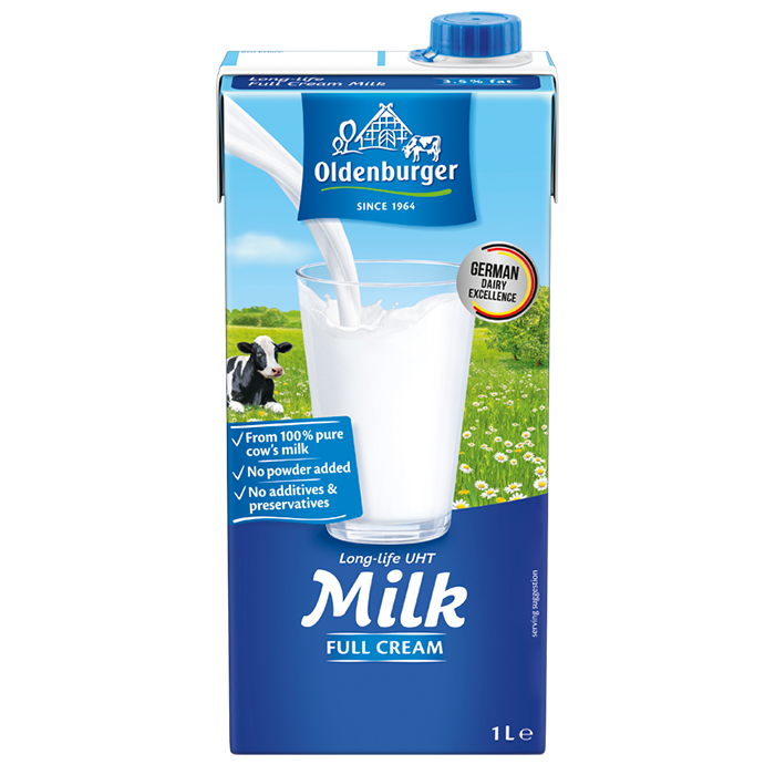 Oldenburger Fullcream Milk 3.5% fat, UHT, 1L